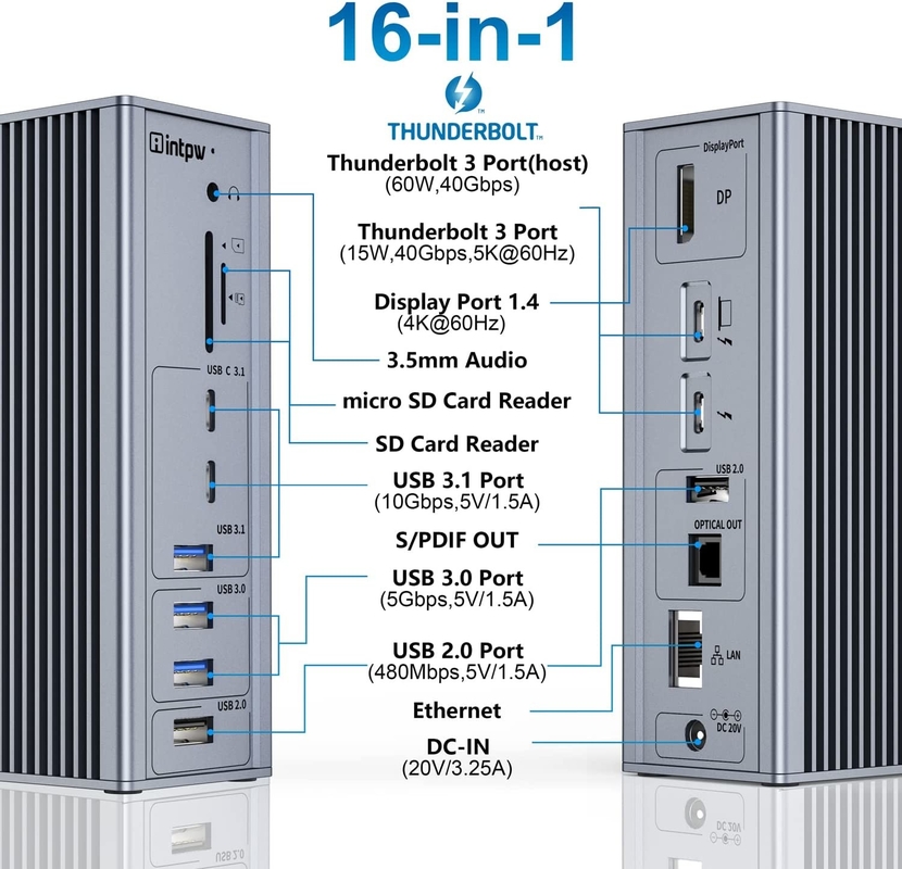 USB C डॉकिंग स्टेशन थंडरबोल्ट 4 HDMI 8K 60Hz USB4 40Gbps 20 मल्टी पोर्ट प्रकार C PD Rj45 HUB USB C 3.2 Gen 2