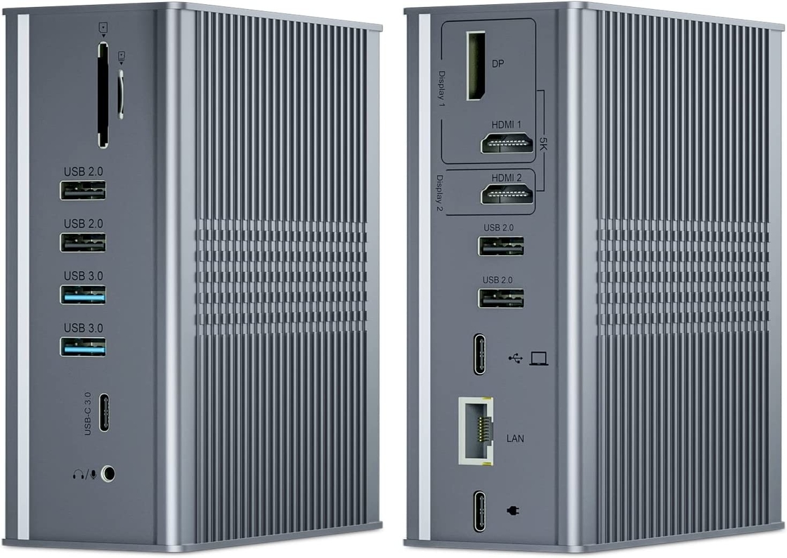 16 पोर्ट डिस्प्लेलिंक यूएसबी सी हब डुअल 4k 60hz 10Gbps यूएसबी डेस्कटॉप डॉकिंग स्टेशन