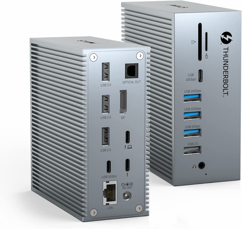 यूएसबी सी डॉक एचडीएमआई 4k 60hz 16 इन 1 डॉकिंग स्टेशन प्लग एंड प्ले सुविधा रजत रंग