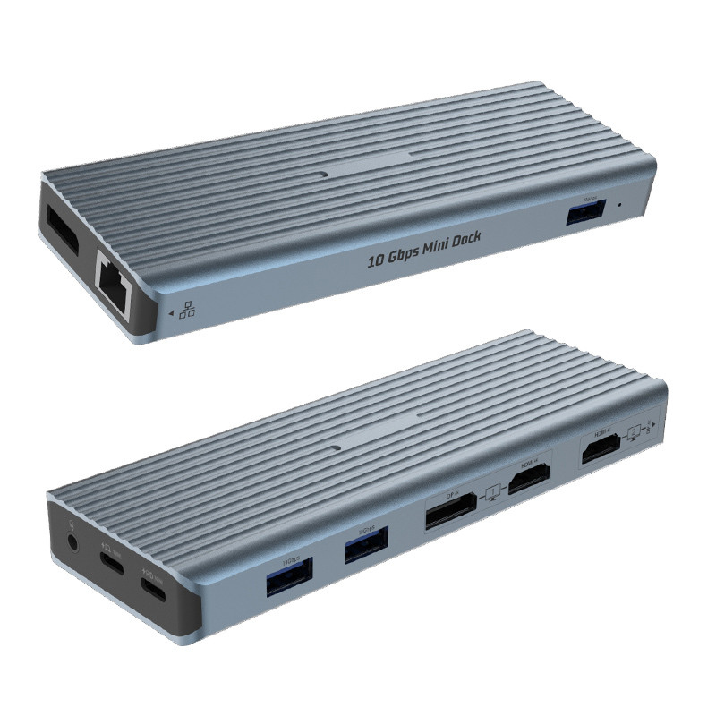 USB 3.1 प्रकार C से 9 पोर्ट USB3.0 हब के साथ गीगाबिट ईथरनेट RJ45 लैन पोर्ट एडाप्टर ग्रे