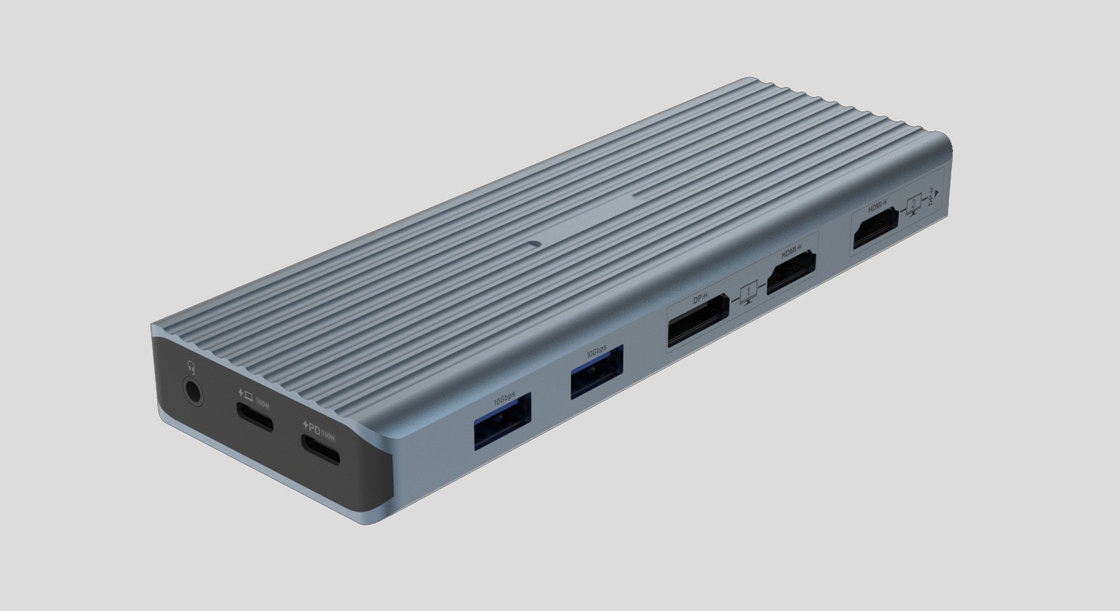 USB 3.1 प्रकार C से 9 पोर्ट USB3.0 हब के साथ गीगाबिट ईथरनेट RJ45 लैन पोर्ट एडाप्टर ग्रे