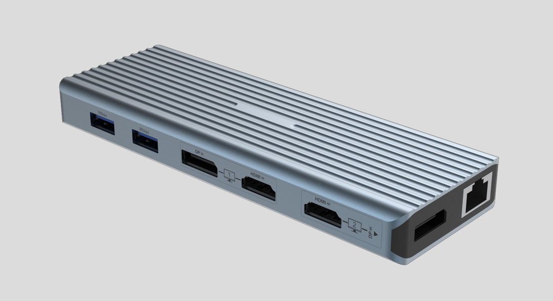 USB 3.1 प्रकार C से 9 पोर्ट USB3.0 हब के साथ गीगाबिट ईथरनेट RJ45 लैन पोर्ट एडाप्टर ग्रे