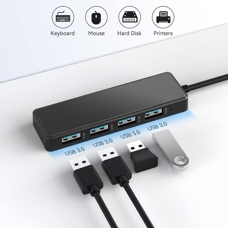 लैपटॉप यूएसबी ए हब टाइप सी संगतता काला ग्रे हब 5Gbps डेटा ट्रांसफर लंबी केबल लंबाई बिजली की आपूर्ति
