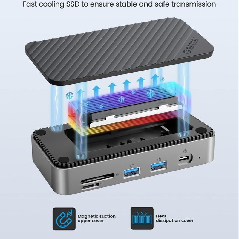 10Gbps के साथ USB C डिस्प्लेलिंक डॉकिंग स्टेशन USB 3.2 Gen2 M.2 NVMe/SATA SSD रीडर