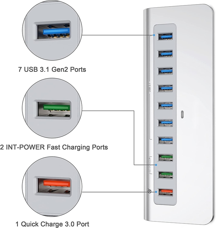 डिस्प्लेपोर्ट 10Gbps 10 पोर्ट यूएसबी सी टू यूएसबी 3.1 एडाप्टर जेन 2 हब 7 यूएसबी 3.1 डेटा पोर्ट टाइप ए टाइप सी केबल