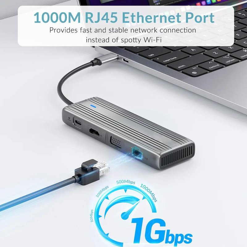USB 3.1 10 इन 1 टाइप-सी मल्टीपोर्ट डॉकिंग स्टेशन हब गीगाबिट ईथरनेट और 4K HD HDMI के साथ