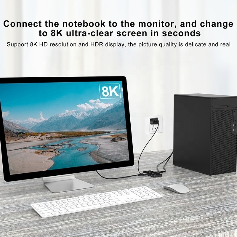 2 पोर्ट HDMI 2.1 USB 3.0 के साथ KVM स्विच 2 इनपुट 1 आउटपुट एलईडी संकेतक महिला-महिला