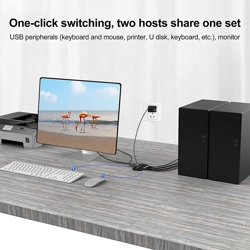 2 पोर्ट HDMI 2.1 USB 3.0 के साथ KVM स्विच 2 इनपुट 1 आउटपुट एलईडी संकेतक महिला-महिला