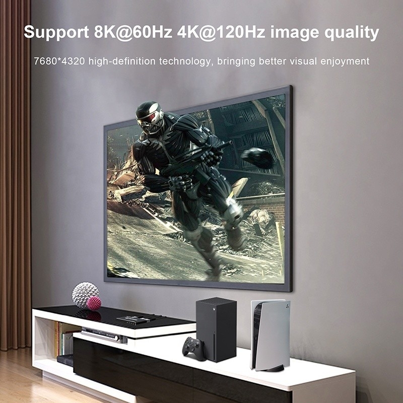 8K एचडीएमआई स्विच 3 इन 1 आउट सपोर्ट 3 एचडीएमआई इनपुट 8K 60Hz 4K 120Hz उन्नत प्रौद्योगिकी