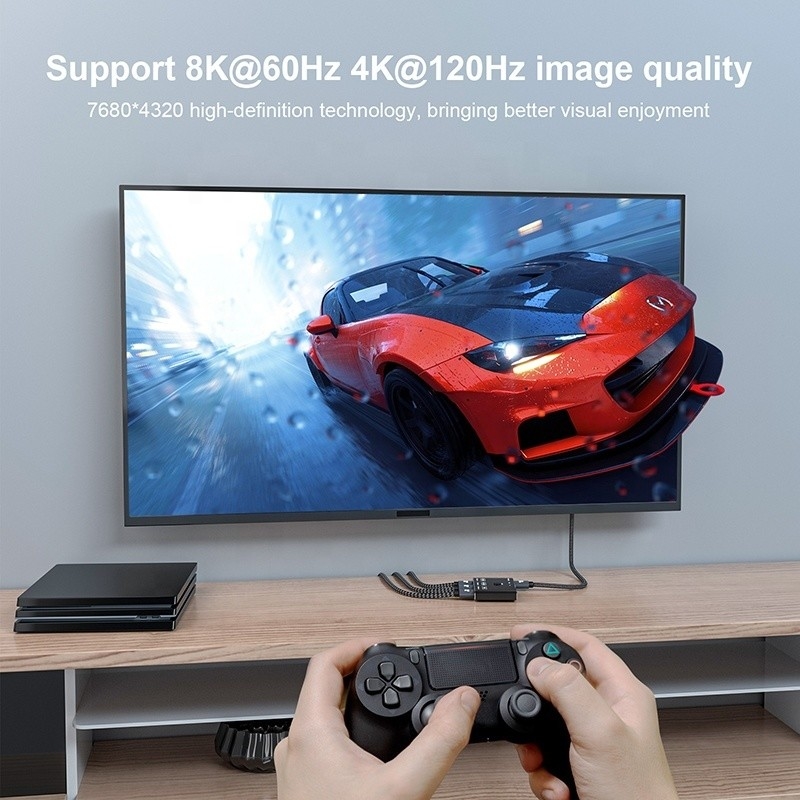 8K 120Hz एचडीआर 3 पोर्ट एचडीएमआई स्विच स्विचर 3 इन 1 आउट प्लग रिमोट कन्वर्टर