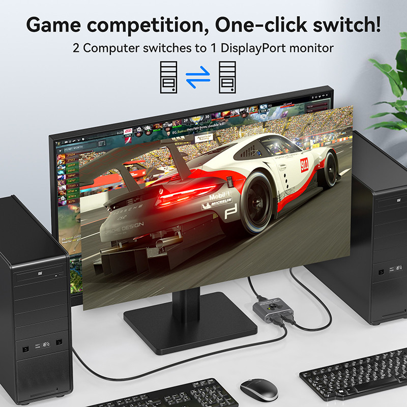 आसान संचालन और उच्च प्रदर्शन डीपी 1.4 स्विचिंग के लिए 8K60Hz डिस्प्ले पोर्ट स्विचर