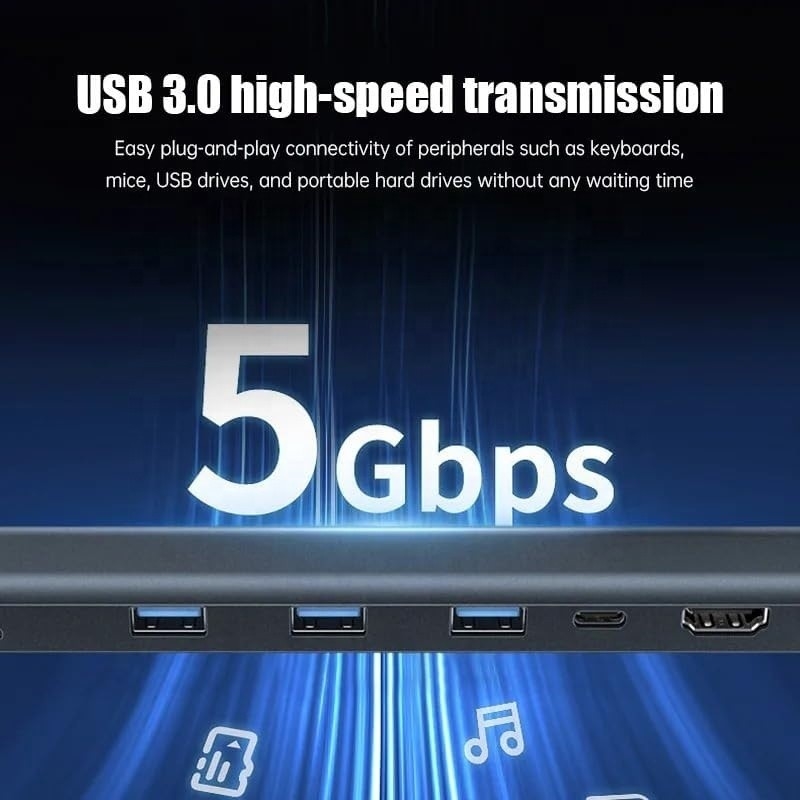 उच्च गति डेटा हस्तांतरण और चार्जिंग के लिए USB 3.1 इंटरफ़ेस प्रकार 10 इन 1 प्रकार C हब