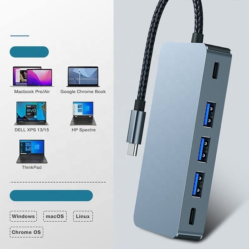 4K 30Hz डुअल एचडीएमआई यूएसबी 3.0 एडाप्टर डॉकिंग स्टेशन 7 इन 1 मल्टीपोर्ट यूएसबी सी टाइप सी हब