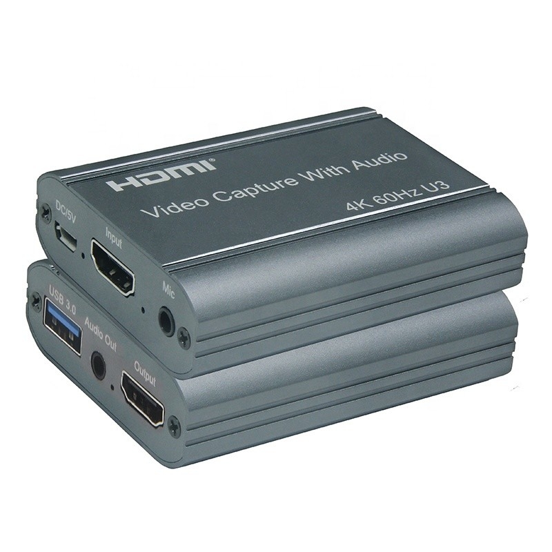पेशेवर 4K 60Hz HDMI USB3.0 वीडियो कैप्चर कार्ड के साथ ऑडियो आउटपुट और USB 3 के साथ।0
