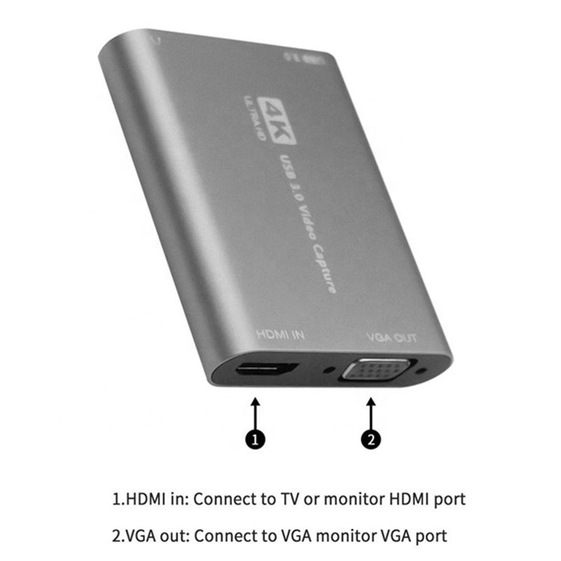 USB 3.0 HDMI वीडियो कैप्चर डीवीआर कार्ड बॉक्स माइक्रोफोन के साथ वीजीए लूप आउट के साथ कंप्यूटर कैमरा Xbox के लिए