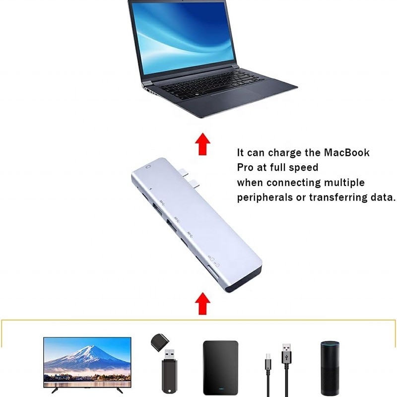 यूएसबी सी टाइप सी 4K 30Hz एचडीएमआई यूएसबी 3.0 टीएफ एसडी एडाप्टर हब डॉकिंग स्टेशन मैकबुक प्रो के लिए