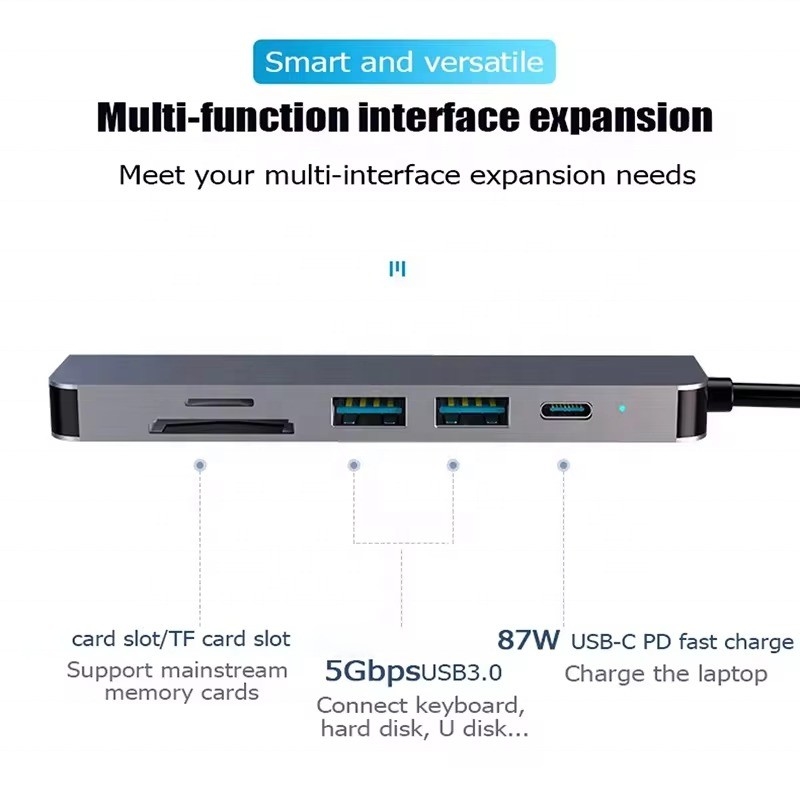 4K HDMI USB3.0 TF एसडी कार्ड रीडर और 87W पीडी चार्जिंग के साथ यूएसबी 3.1 डॉकिंग स्टेशन हब