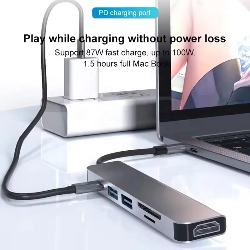 4K HDMI USB3.0 TF एसडी कार्ड रीडर और 87W पीडी चार्जिंग के साथ यूएसबी 3.1 डॉकिंग स्टेशन हब