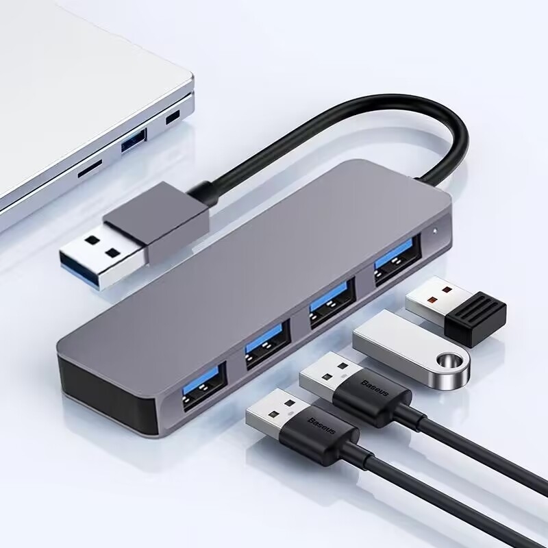 उच्च गति 4 पोर्ट यूएसबी 3.0 हब 5Gbps पीसी के लिए पावर एडाप्टर के साथ यूएसबी सी पोर्टेबल मैक लैपटॉप
