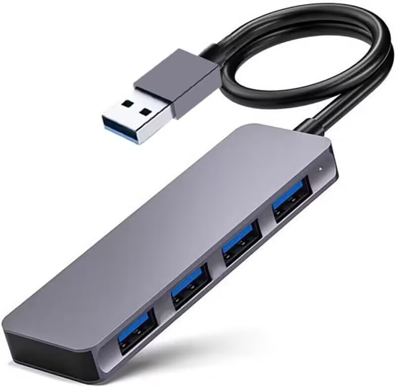 उच्च गति 4 पोर्ट यूएसबी 3.0 हब 5Gbps पीसी के लिए पावर एडाप्टर के साथ यूएसबी सी पोर्टेबल मैक लैपटॉप