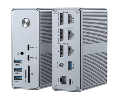 पावर डिलीवरी 120W तक USB-C हब डॉकिंग स्टेशन के साथप्रदर्शन के साथ माइक्रोएसडी3.0 कार्ड रीडर