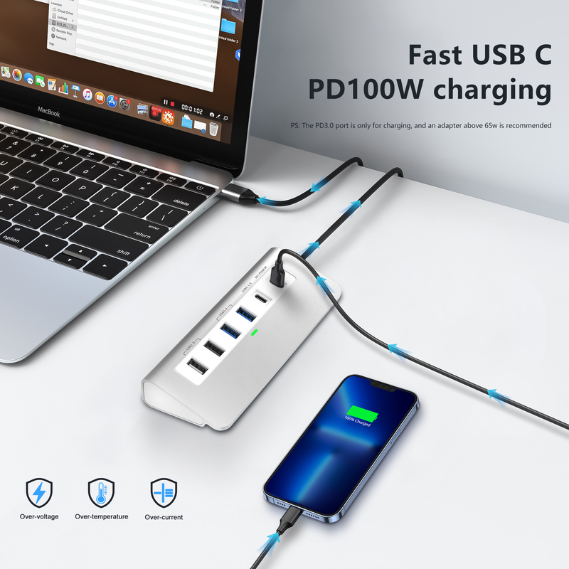 P9 USB C हब 9 इन 1 पोर्ट USB-C डॉकिंग स्टेशन और आसान प्लग एंड प्ले कनेक्टिविटी