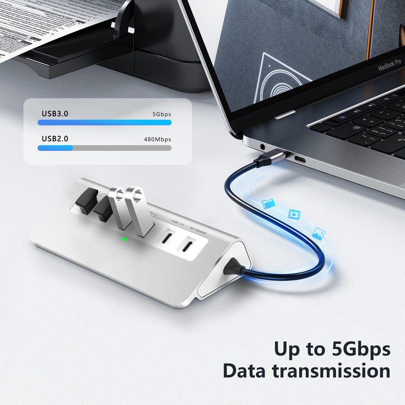 P9 USB C हब 9 इन 1 पोर्ट USB-C डॉकिंग स्टेशन और आसान प्लग एंड प्ले कनेक्टिविटी