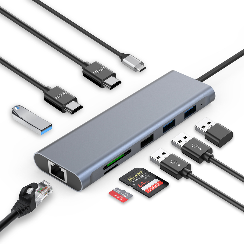 USB 3.0 पोर्ट और RU6A-H2 के साथ टाइप C यूएसबी मल्टी पोर्ट हब यूएसबी टाइप-सी एडाप्टर