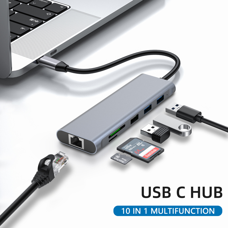 USB 3.0 पोर्ट और RU6A-H2 के साथ टाइप C यूएसबी मल्टी पोर्ट हब यूएसबी टाइप-सी एडाप्टर