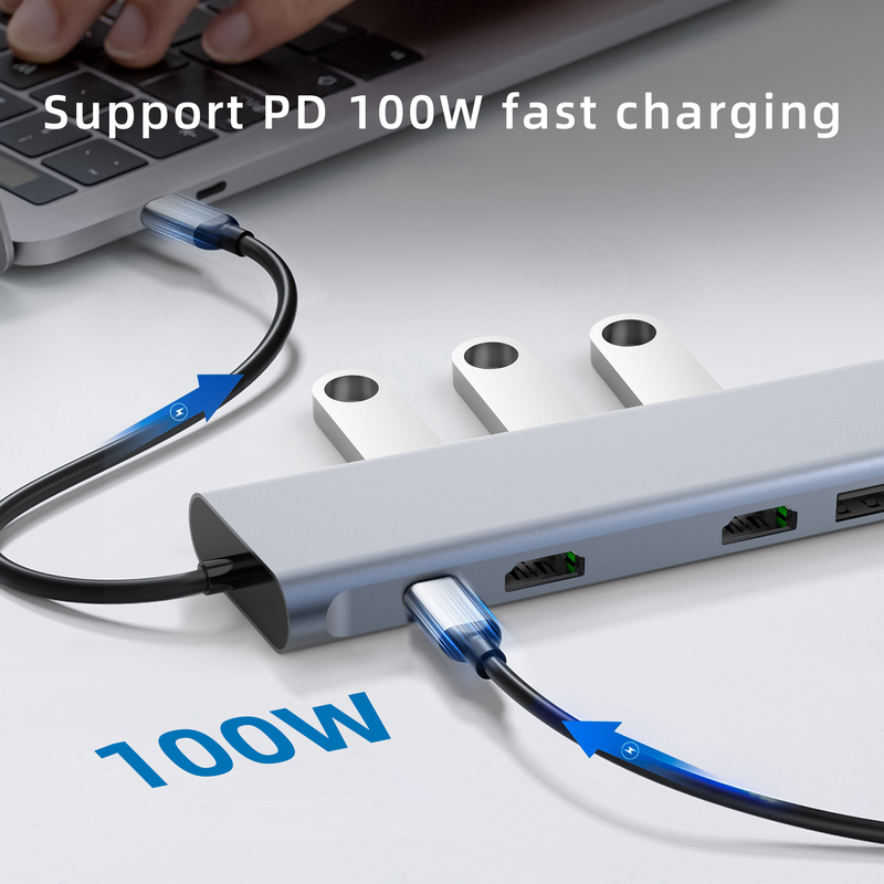 USB 3.0 पोर्ट और RU6A-H2 के साथ टाइप C यूएसबी मल्टी पोर्ट हब यूएसबी टाइप-सी एडाप्टर