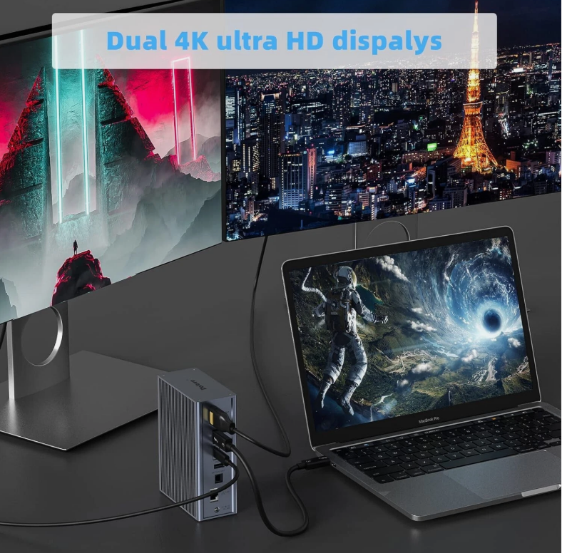 40Gbps स्पीड DP1.4 आउटपुट और 65W PD चार्जिंग के साथ 16-इन-1 थंडरबोल्ट 3 डॉकिंग स्टेशन